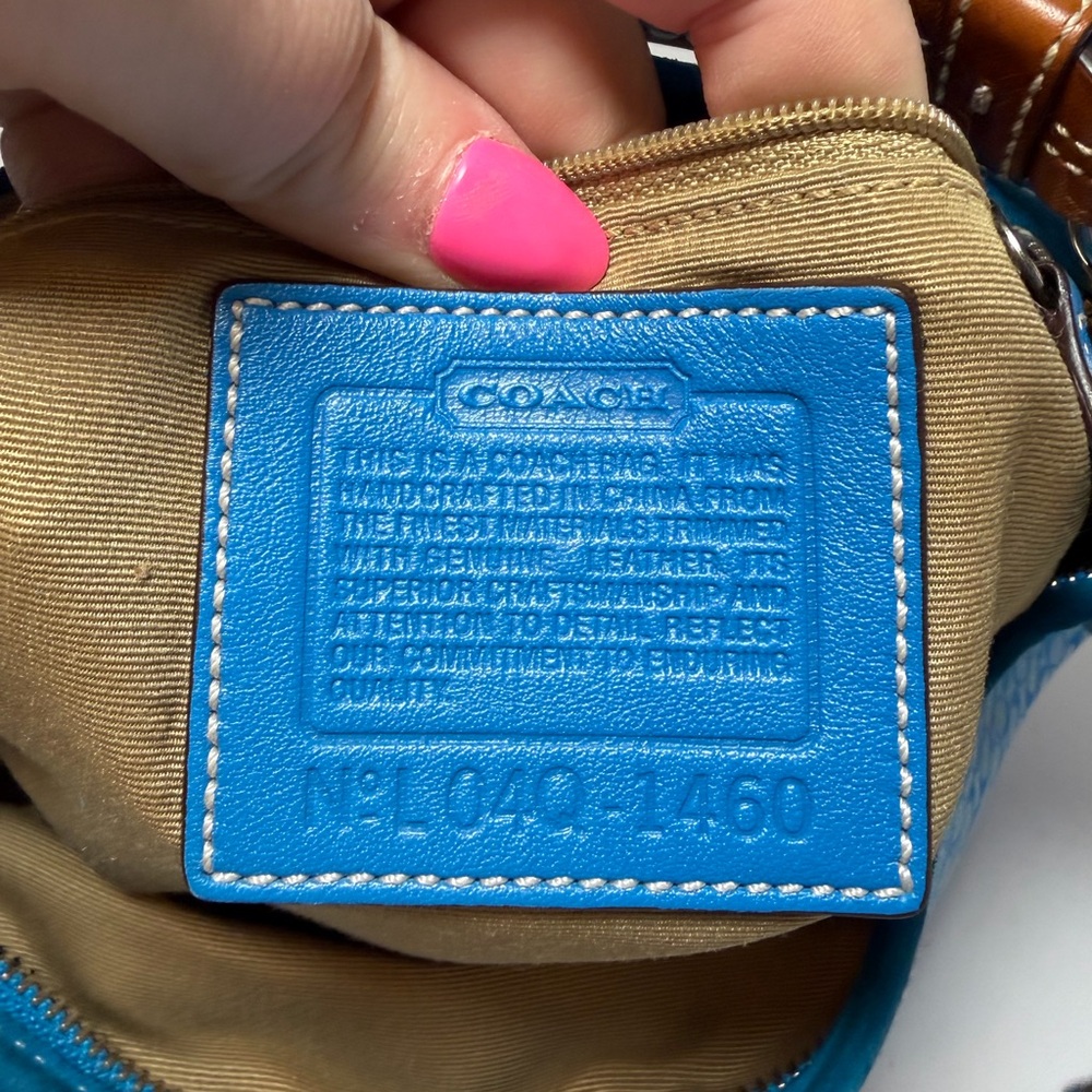 SOLD Vintage Coach Y2K Signature Print Blue Micro C Hobo Suede Shoulder Bag - Picture 3 of 15